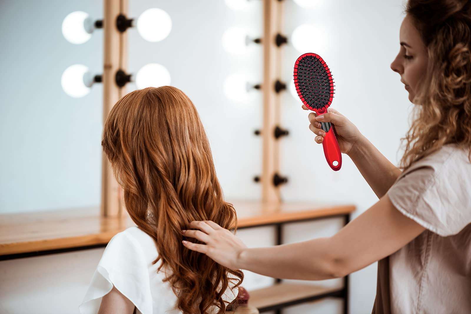 R-NEU Set of 3 Professional Hair Brushes for Blow Drying Detangling and Styling, 1 Round Roller Brush and 2 Flat Paddle Nylon Bristle Hairbrush (3 Pieces) 5