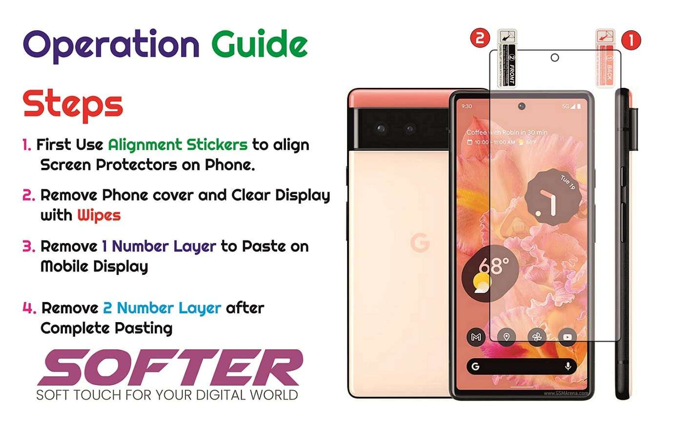 SOFTER Anti Clear Mobile Screen Protector Guard for Xiaomi Redmi 8A with Full-Screen Coverage (Except Edges) with Alignment Installation Kit 6