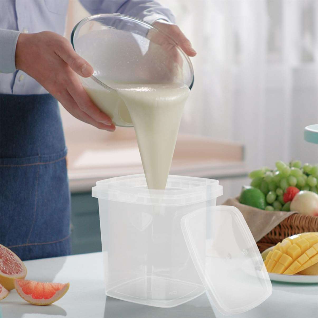 CRILSTYLEO Square Ice Cream Bucket Homemade Food Buckets Ice Cream Bucket Set with Lid 300ml Mini Ice Cream Buckets Storage Containers Bulk Ice Cream Containers 5