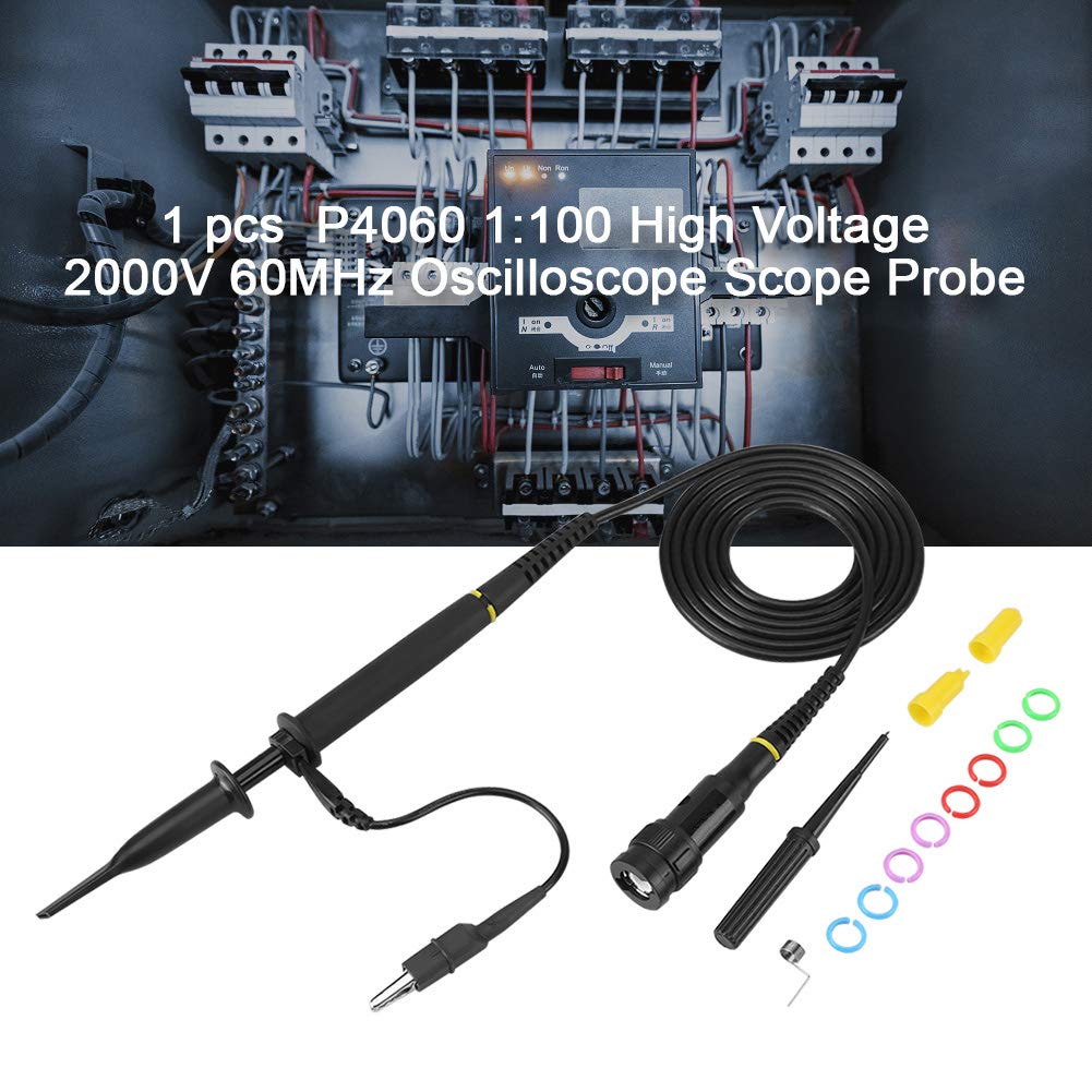 Oscilloscope Probe Set P4060, 100x Probe High Voltage Attenuator Scope Probe 60MHz High Voltage Probe Oscilloscope Probe BNC Test Probe with Accessory Kit 4