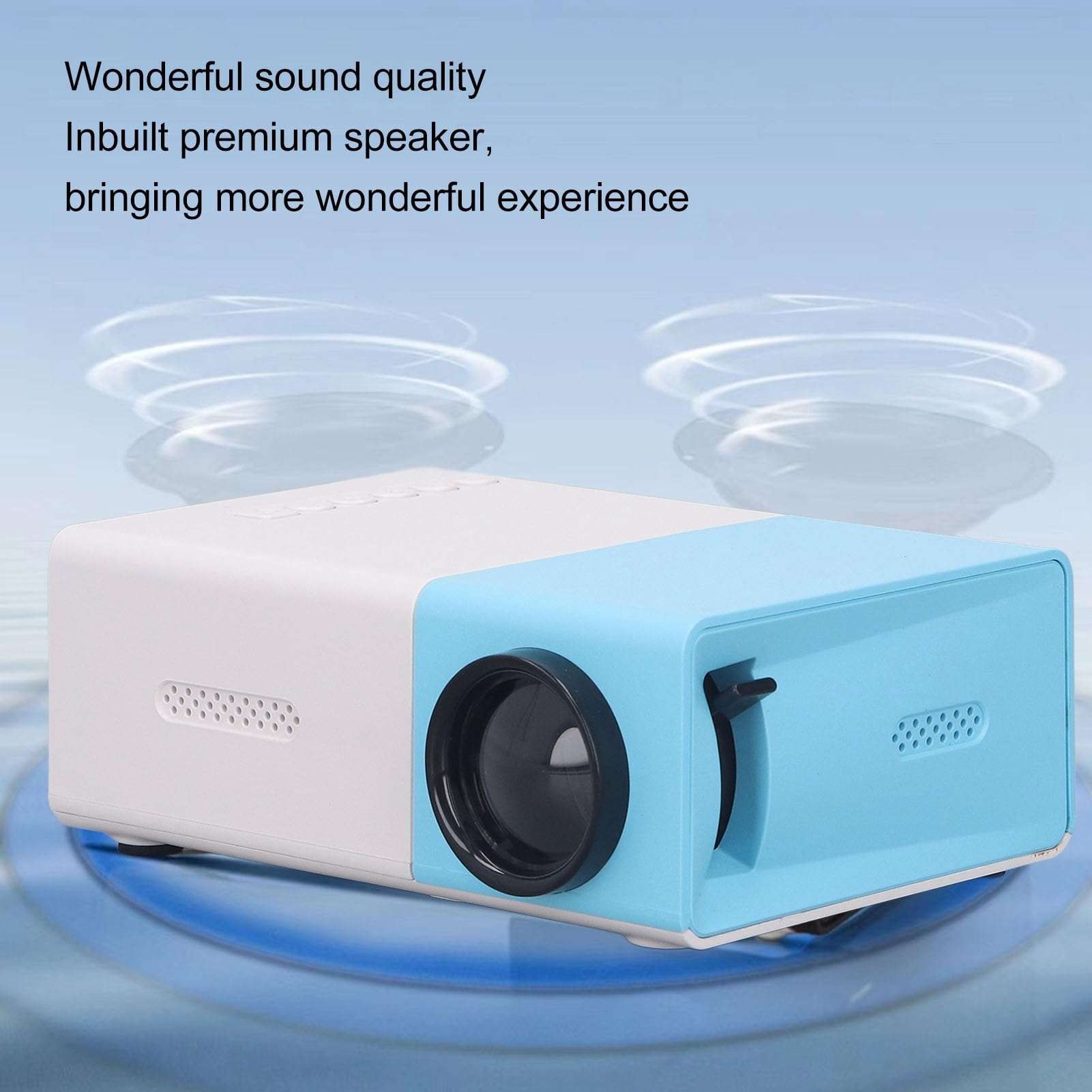 Xcello Mini Projector 1080P HD Inbuilt Speaker Mini Size Diffuse Reflection Imaging Portable Projector for Game Movie 100‑240V (US) 4