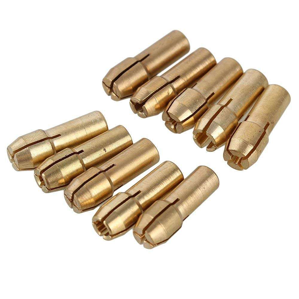Diy Crafts 10998 India 999 0.5-32mm Brass Collet Drill Chuck for Dremel Rotary Tools, Multicolor, Pack of 10 3