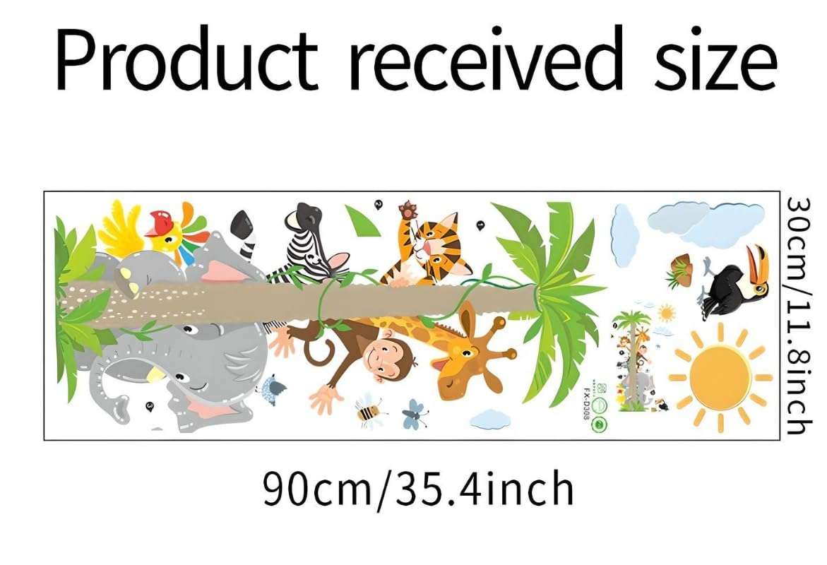 JAAMSO ROYALS Coconut Tree with Jungle Animal PVC Vinyl Wall Sticker for Home Decor- Multicolor (90 CM X 30 CM) 3