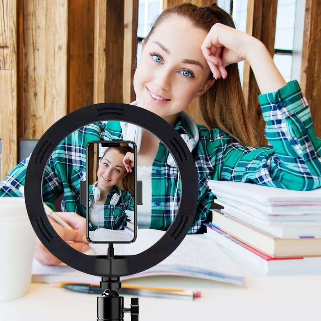 Bright Selfie Ring Tri-Color Light Compatible with Your Micromax EG111 10 Inch with Remote for Live Stream/Makeup/YouTube/TikTok/Video/Filming (Dimmable/Adjustable) 4