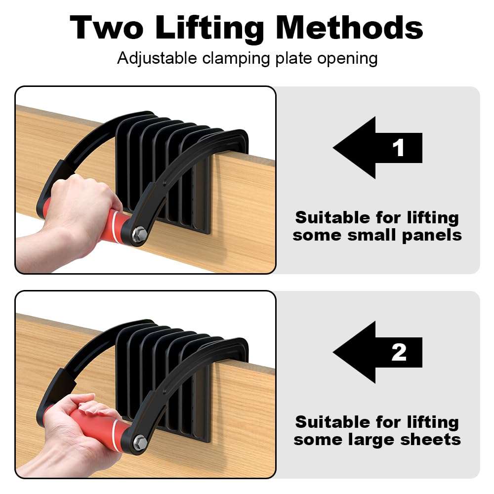 IURRDOP 2PCS Plywood and Panel Carrier, Drywall Carrying and Plywood Lifting Tool for Woodworking, Single Hand Clamp Lifter and Wall Board Handle Gripper for Drywall, Sheet Metal,etc 6