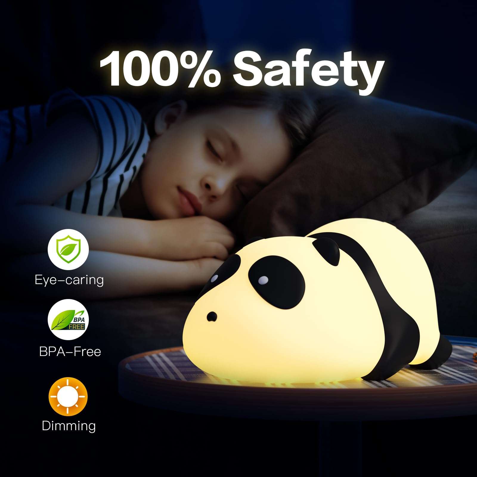 Redreco, Naughty Bear Kids Night Light, Cute LED Soft Silicone Light, LED Dimmable Nursery Night Light, Kids Room Boys Girls Gift Rechargeable 5