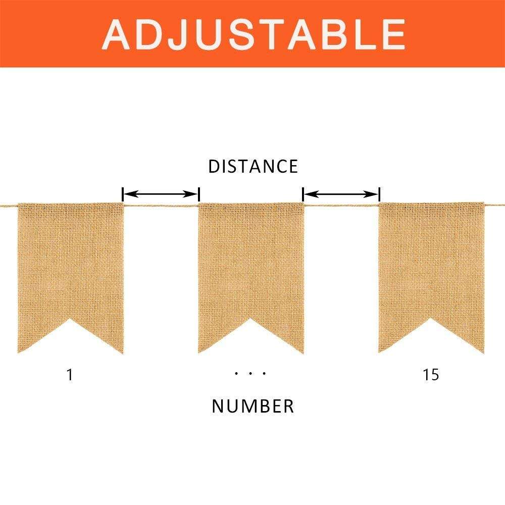 ThxToms DIY Burlap Banner, Hand Painted Decoration for Wedding, Birthday and Kids Party, 15pcs, 14.5ft 2