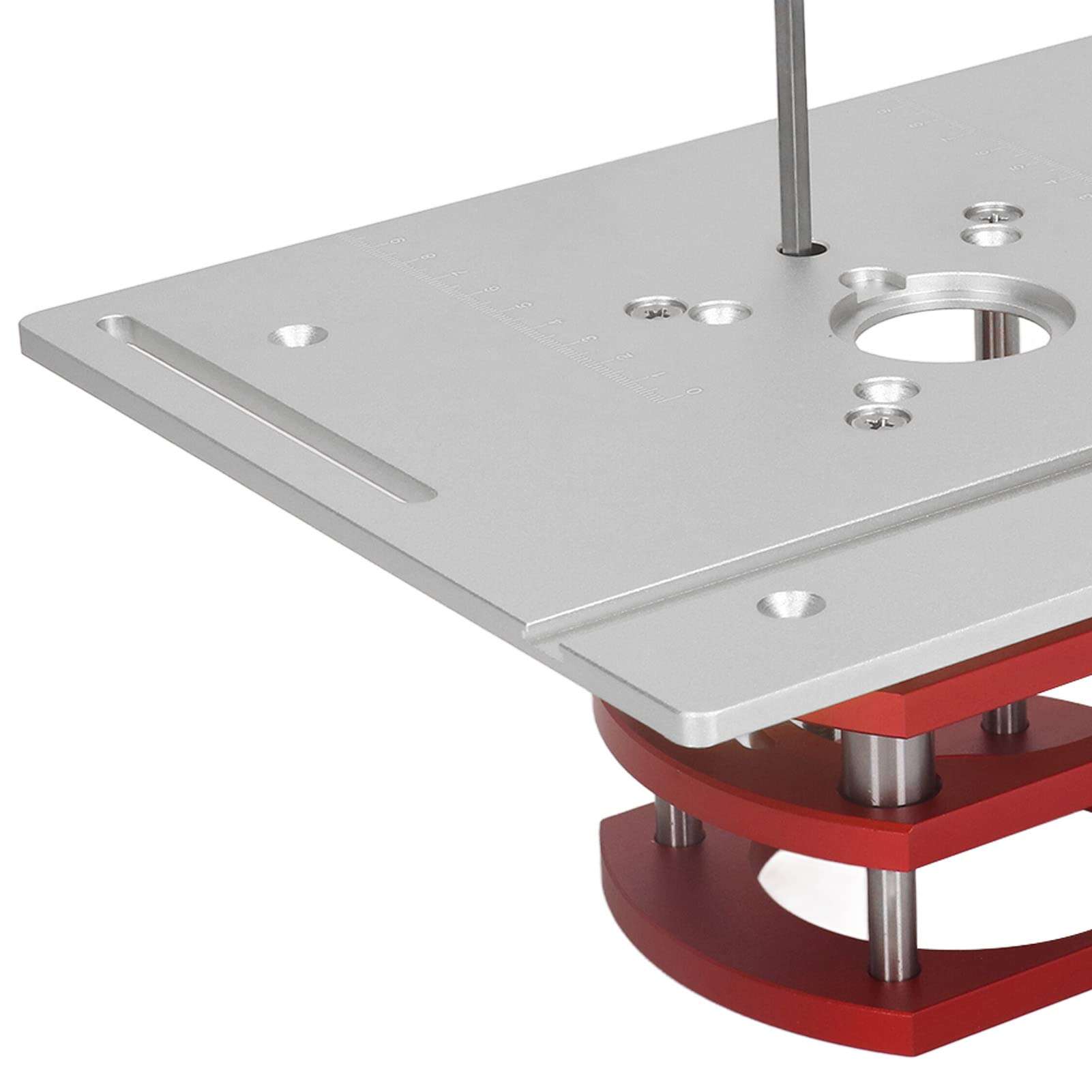 Router Lift, Manual Lifting Router Lift System Kit Router Table Saw Insert Base Plate for Trimming Machines with Motor Diameter Between 64~66mm / 2.52~2.6in (Sliver) 6