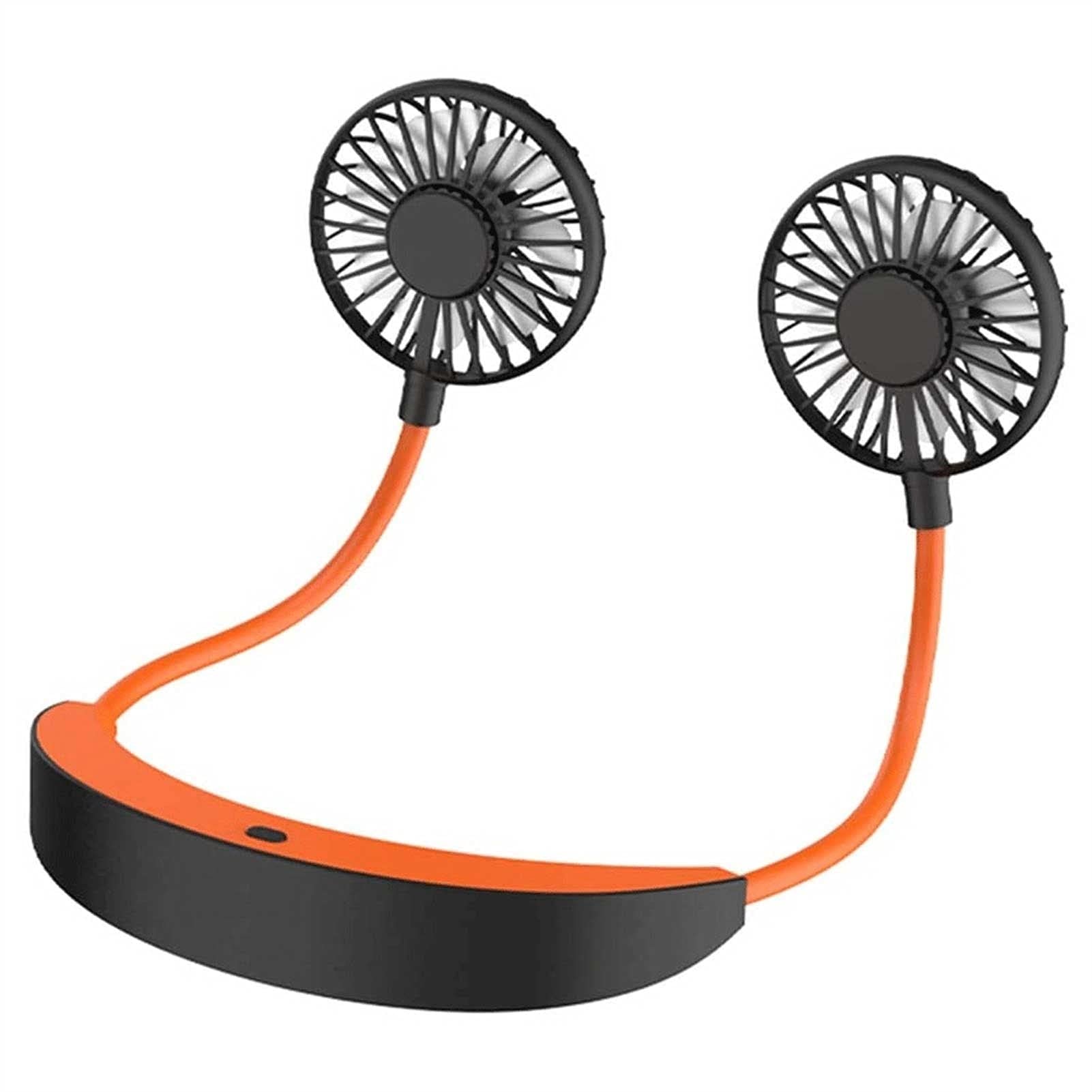 VSULZVNU Hanging Neck Fan, Hands-Free Fan Necklace USB Charged Mini Fan Portable USB Personal Fan with USB Cable 4 Speeds and 360 Degree Rotation for Outdoor Sport Low Noise Design (Color : Orange) 1