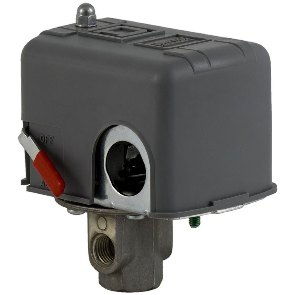Telemecanique Sensors 9013FHG2J43M1X Air-Compressor Pressure Switch, 80 psi Set Off, 20 psi Fixed Differential, 1/4" NPSF Internal, 2-Way Release Valve, Auto/Off Cut-Out Lever
