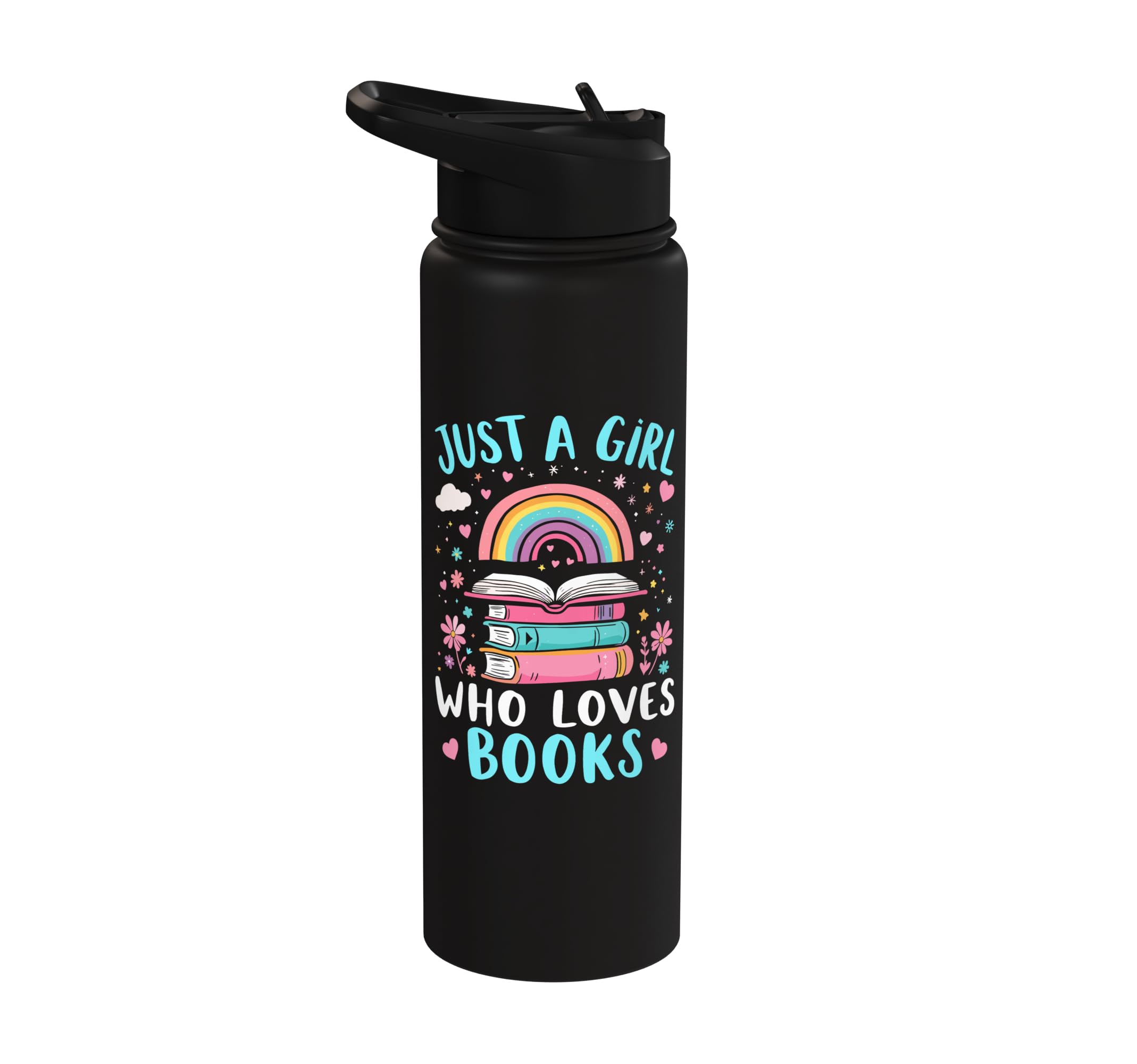 Just A Girl Who Loves Books, Reading, Bookworm, Book, Read Stainless Steel Insulated Water Bottle 1
