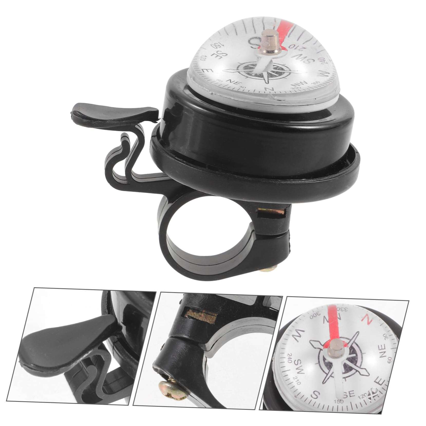 BIUDECO Bicycle Bell Compass Multi-Function Cycling Bell Compass Practical Bike Horn for Outdoor Riding Bike Compass Bell 5