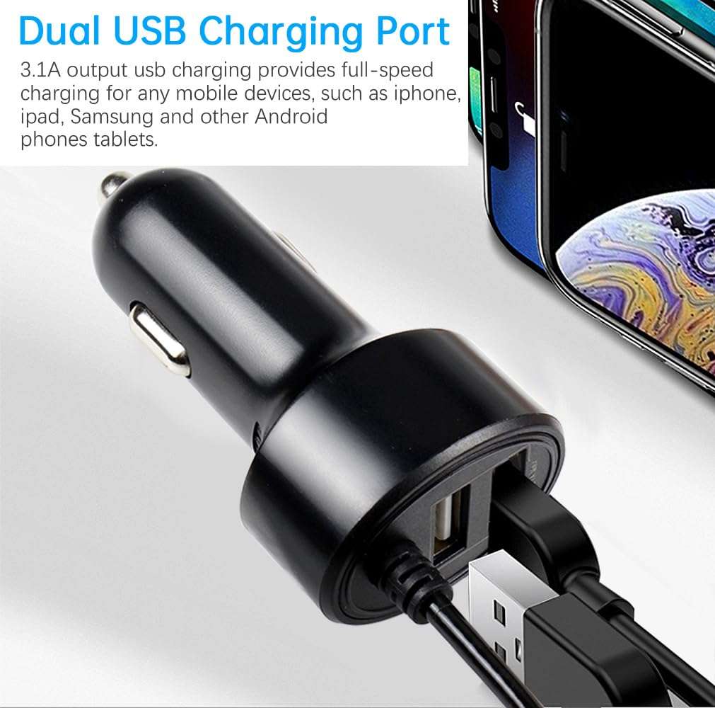 FouceClaus Radar Detector Power Charger Cord for Escort Valentine One V1 Beltronics Uniden R3/R4/R7/R8, Passport and More, Power Adapter for RJ11 Radar Detectors with Dual USB Ports 5