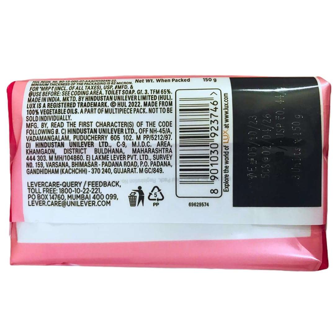 Lux Even-toned Glow Bathing Soap infused with Vitamin C & E | For Superior Glow | 150g x 3 5