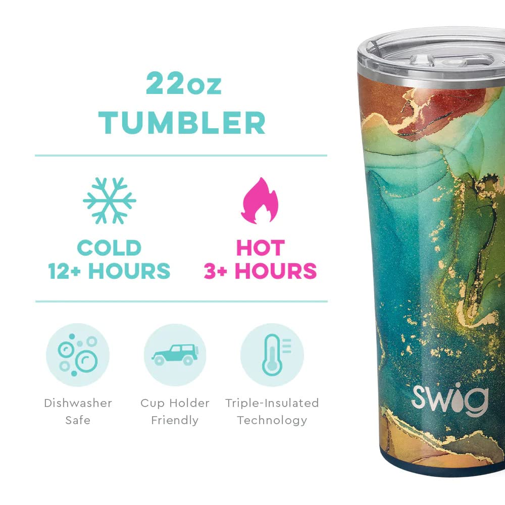 Swig Life 22oz Tumbler, Insulated Coffee Tumbler with Lid, Cup Holder Friendly, Dishwasher Safe, Stainless Steel, Large Travel Mugs Insulated for Hot and Cold Drinks (Riverstone) 2