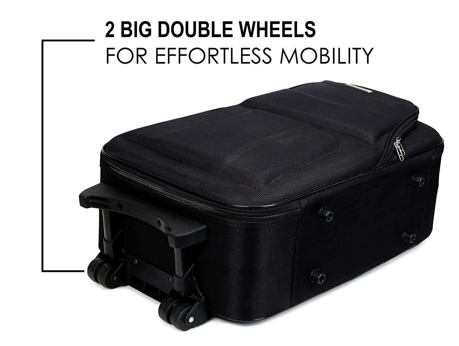 Trolley Bag Set, Small and Medium Suitcase for Travel, 2 Wheel 55 & 65 Cm Luggage for Men and Women's, Soft Side Cabin and Check in Bag (Combo, Black) 3
