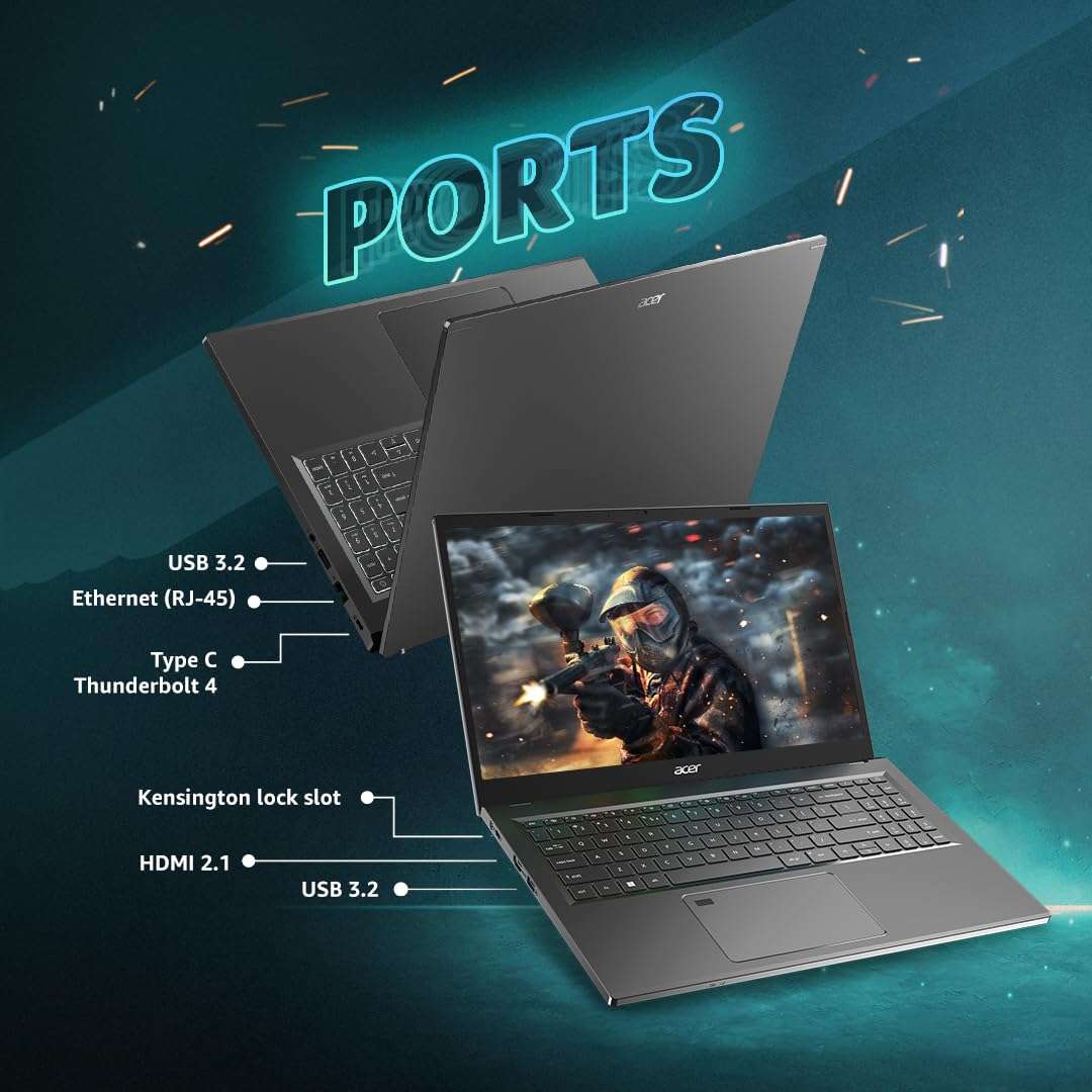 Acer Aspire 5 Gaming Laptop 13th Gen Intel Core i5 (8GB RAM/512GB SSD/NVIDIA RTX 2050 4GB Graphics/144Hz/Win11Home)A515-58GM 15.6" FHD Display, Steel Gray, Backlit Keyboard, Fingerprint Reader, 1.78KG 5