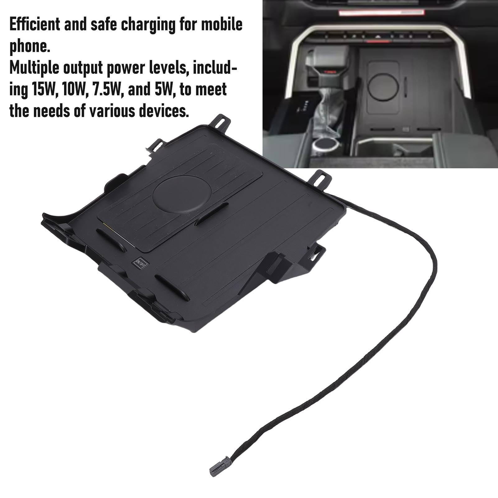 RASTKY 15W Wireless Car Charger Pad, Fast Charging Panel Easy Installation, Replacement for Tundra 2022 2023, with Multiple Power Levels, Stable Performance, Intelligent Protection 5