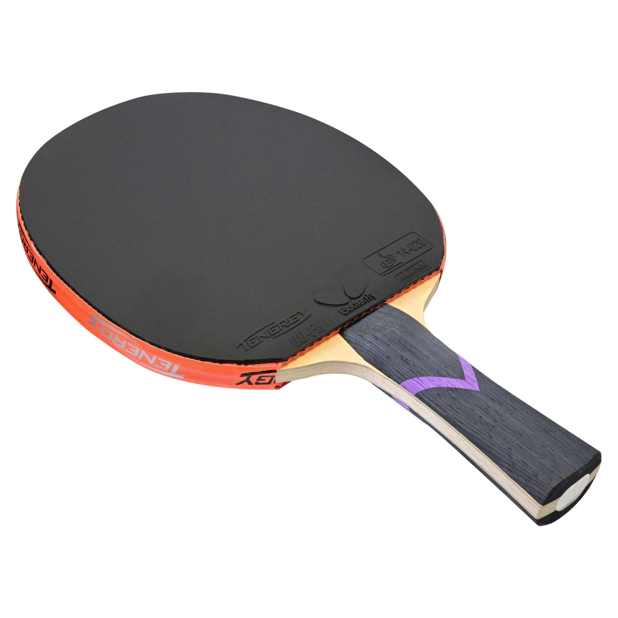 Butterfly Balsa Carbo X5 Pro-Line Table Tennis Racket - ITTF Professional Ping Pong Paddle – Carbon Blade Assembled with Tenergy 80 FX 2.1mm Red and Black Table Tennis Rubber 2
