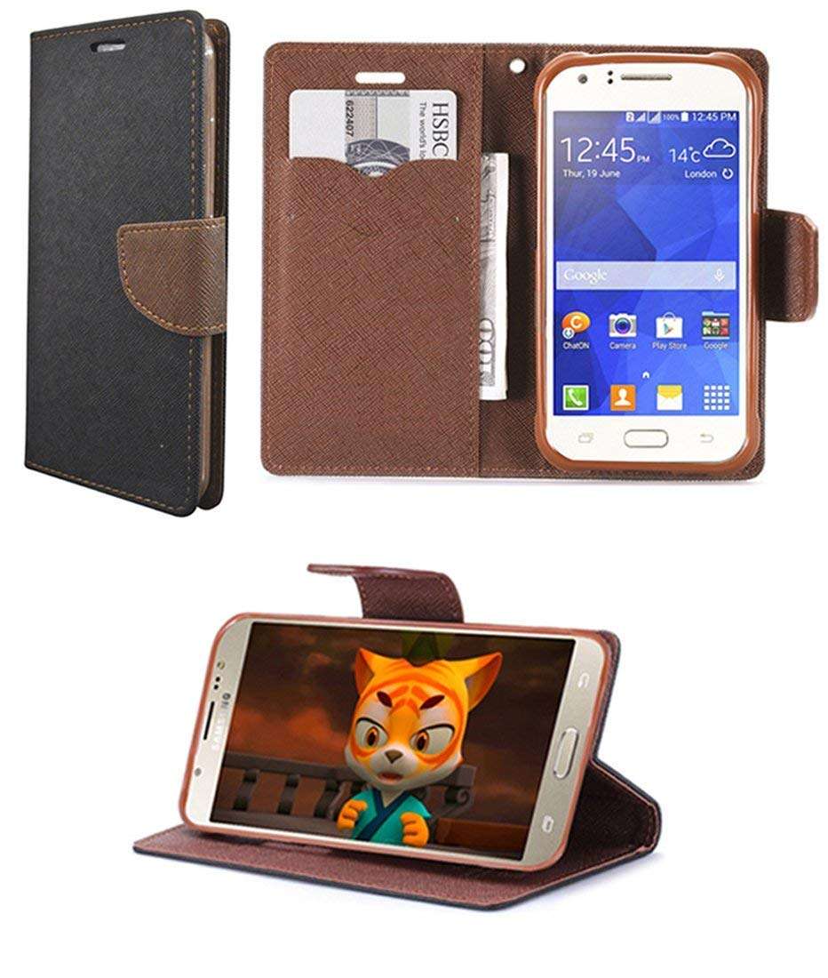 Coverage Mercury Wallet Flip Cover for Lenovo K5 Note - Black::Brown 3