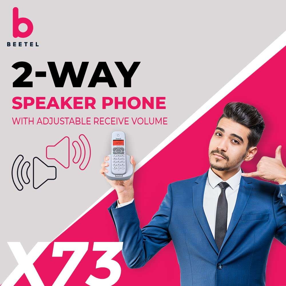 Beetel X73 Cordless 2.4Ghz Landline Phone with Caller ID Display, 2-Way Speaker Phone with Volume Controls, Auto Answer, Alarm Function, Stylish Design (Grey/White)(X73) 5