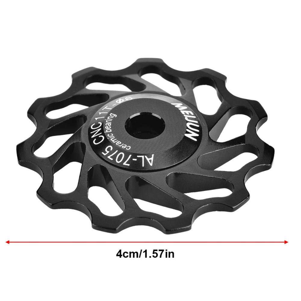 Rear Derailleur Pulley, 1 Pair Quality Ceramic Bearing Wheel Pulley Road Bike Rear Derailleur Roller with Installation Hole Adapter Tubes (11T-Black) 5