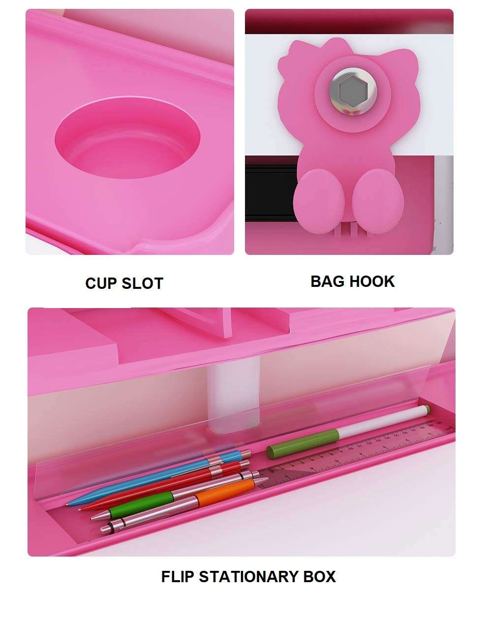 IRIS Ergonomic Kids Desk and Chair Set - Height Adjustable - Eye Protection Lamp for Study Room (Pink) 6