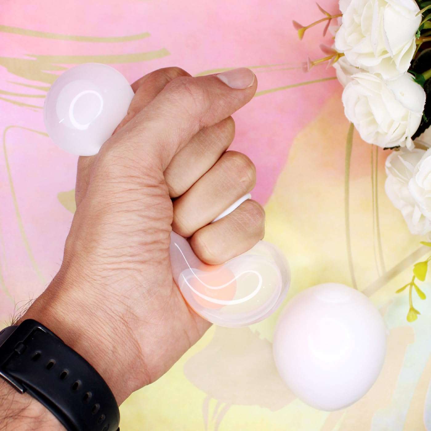 KAVIN Stress Buster Egg Shape Squishy Toy Hand Exercise Squeeze Ball for Kids and Adults Combo of 4 (Colours May Be Vary) 4