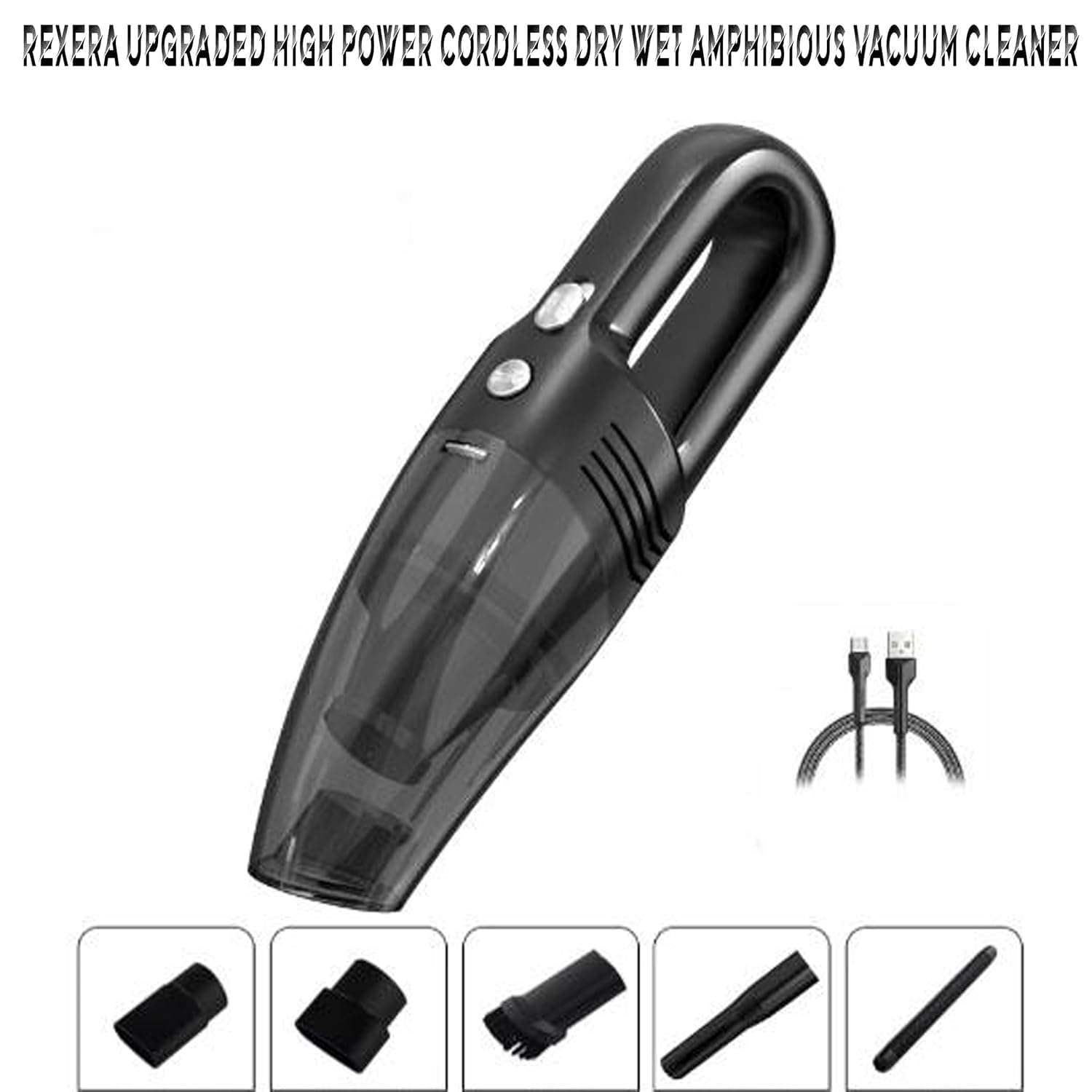REXERA Wireless Handheld Portable Car Vacuum Cleaner 2 in 1 | USB Rechargeable 2X High Power Cordless Mini Car Vacuum Cleaner Traveling Car and Home Dual Purpose Vacuum Cleaner (Multy) 6