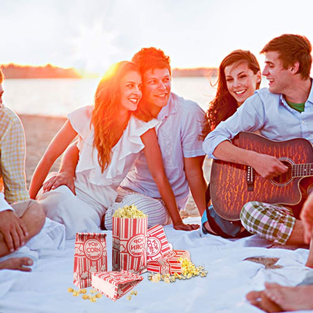 Keriqi Popcorn Bags, 2 oz Flat Bottom Paper Popcorn Bags for Family Movie Night Baseball Themed Carnival Christmas Birthday Party 200 Pcs 6