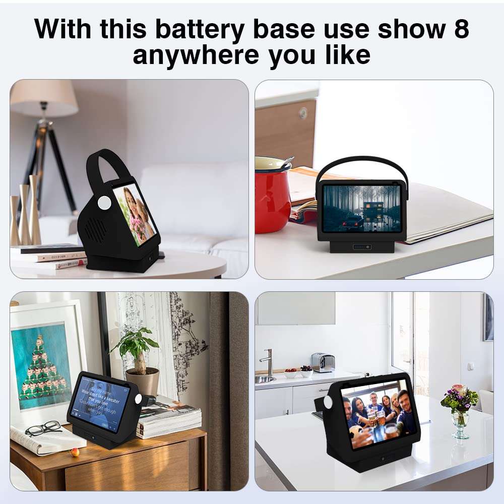 Liboer Battery Base for Show8 1st & 2nd Gen to Make Show8 Mobile Battery Cases Charger Compatible for Show 8 /Xiaodu Speaker Stand Mount with Handle Case (SH8 15600mAh Black) 4