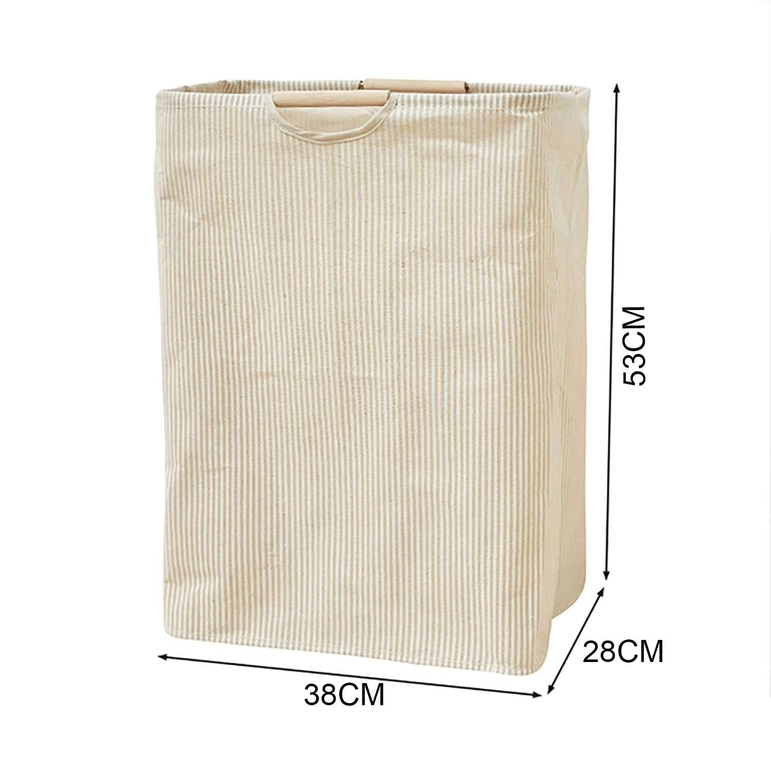 House of Quirk 52 Litre Linen Cotton Collapsible Laundry Basket For Folding Portable Dirty Clothes Storage Hamper (Beige/White Vertical) 5