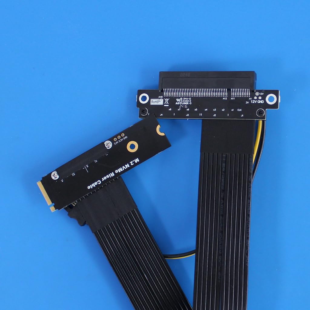 JMT 64G/BPS M.2 NVMe to x8 PCIe4.0 Extension Cable GEN4 Adapter Compatible with M2 NVME 2230 2240 2260 2280 SSD (M48UF,15CM) 5