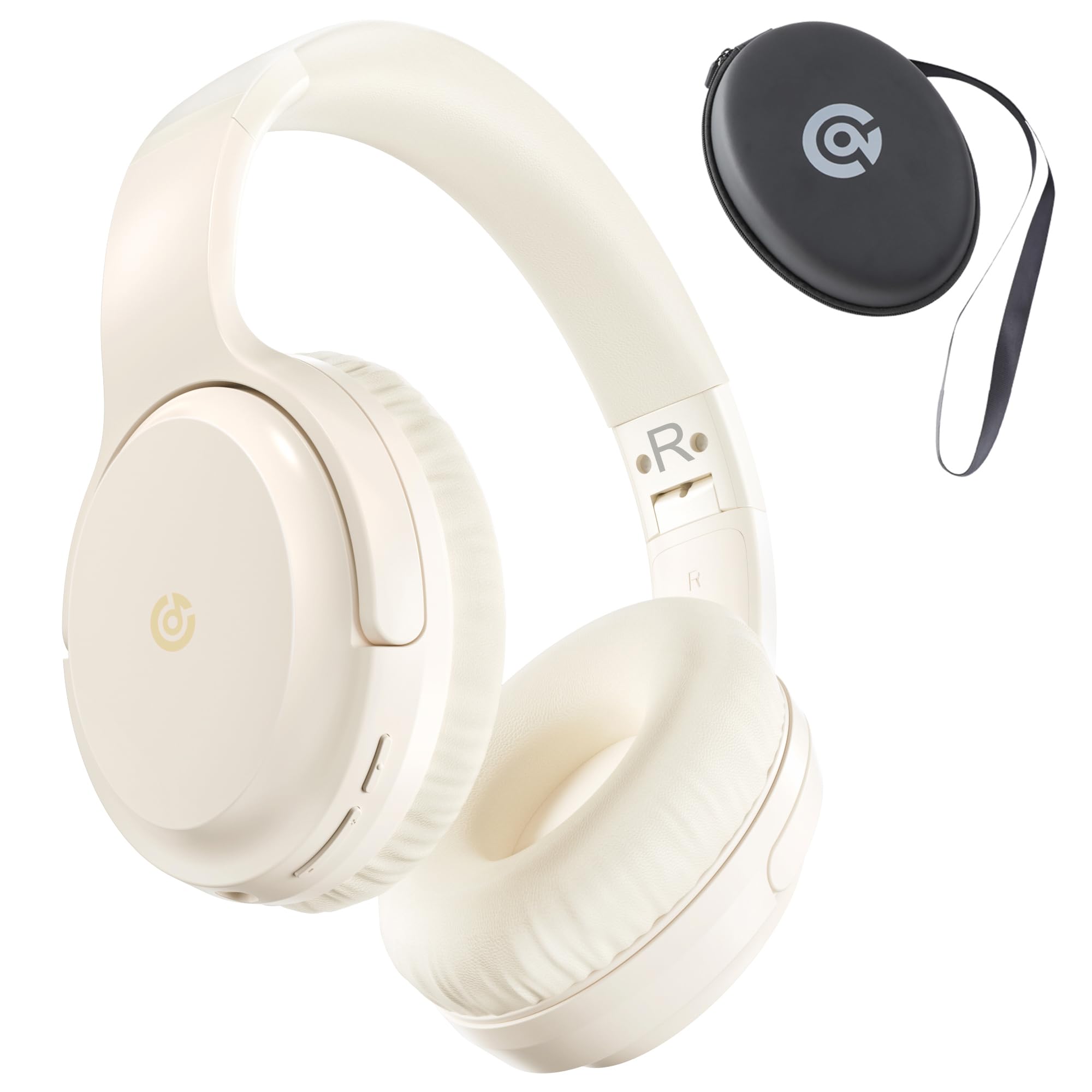 Headphones Wireless Bluetooth 120H Playtime, Over Ear Headphones with Microphone, Lightweight Foldable Wireless Headphones with Headphones Case, HiFi Stereo Sound for Travel/Work/Leisure, White 1