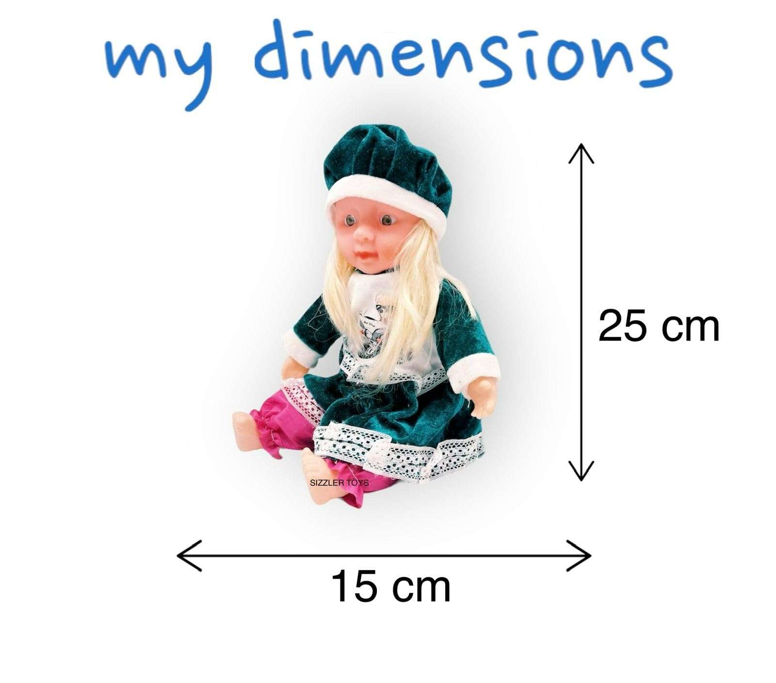 SIZZLER TOYS Present Cute Soft Squishy Musical Little Baby gudiya in Baby Dress (Multicolours)(Small Size) ha ha ah Sound (Sweet Doll) 5