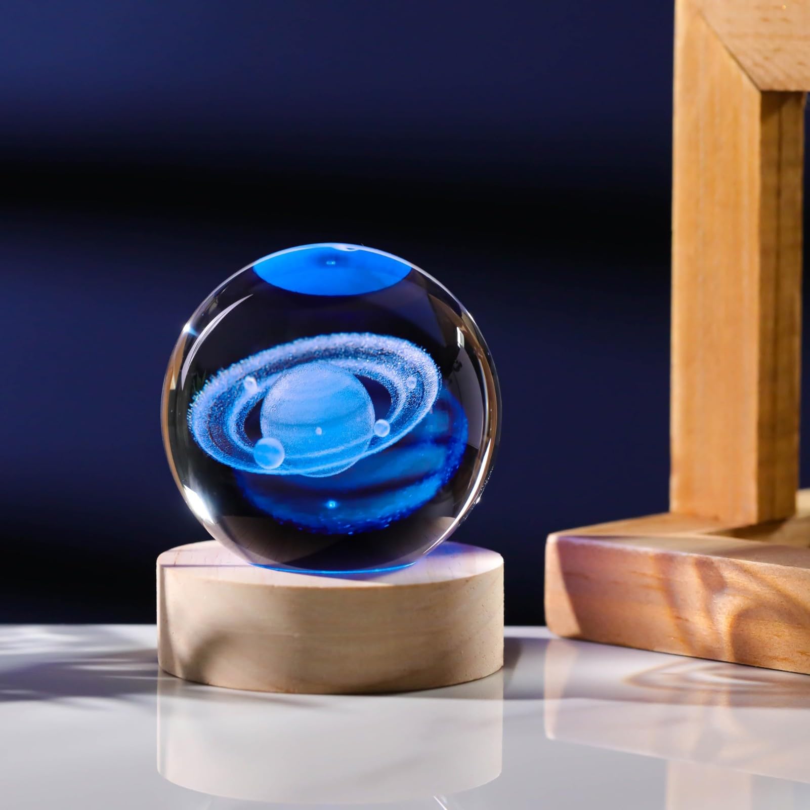 coldwind K9 Crystal Ball Night Light with Constellation & Solar System 3D Design - 6-Color Changing LED Table Lamp, Soothing Home Decor, Gift for Men, Women, Kids & Friends (Saturn) 2
