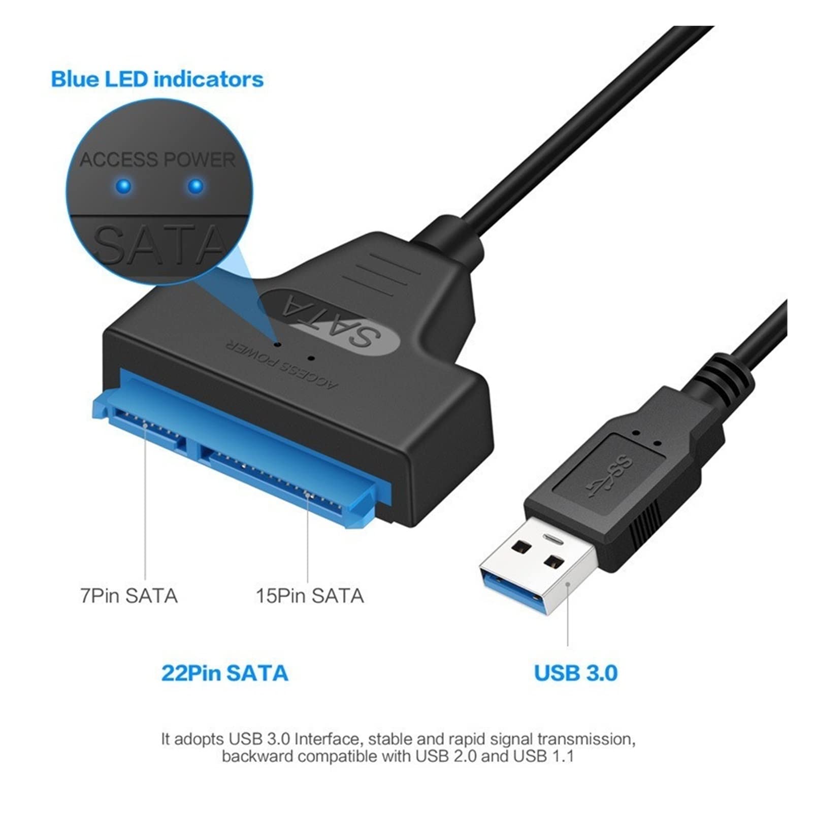 USB SATA 3 Cable Sata to USB 3.0 Adapter UP to 6 Gbps Support 2.5Inch External SSD HDD Hard Drive 22 Pin Sata III A25 2.0 (Size : Orange) 4