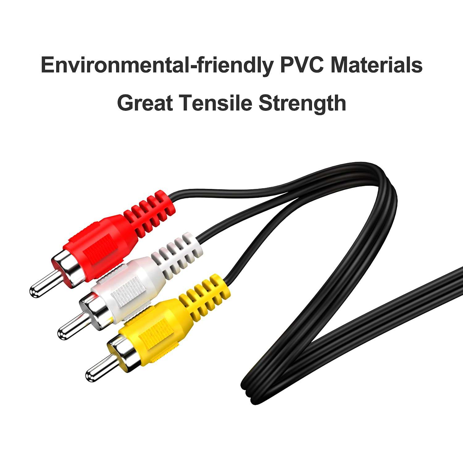 5FT 3.5mm to RCA Camcorder Handycam AV Audio Video Output Cable, 3.5mm 1/8" TRRS to 3 RCA Male Plug AUX Cable Cord 3