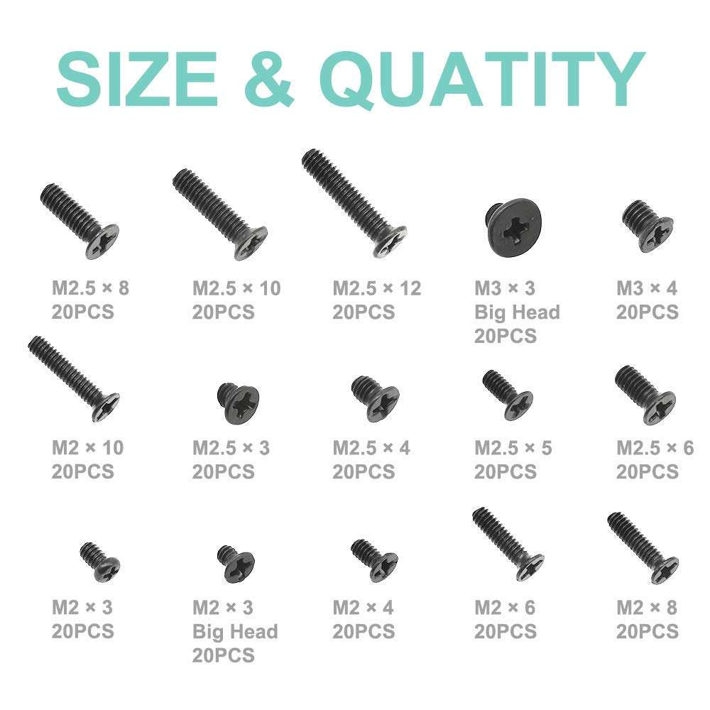 Laprite 300 PCs Laptop Notebook Computer Replacement Screws Kit for Lenovo, Toshiba, Gateway, Samsung, HP, IBM, Dell, Sony, Acer, Asus, SSD Hard Disk SATA 3