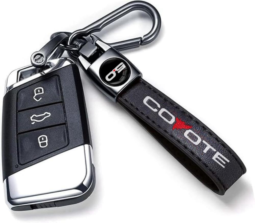 Leather Car Key Chain Metal Car Keyring Accessories Replacement with Suit for Ford Mustang GT & F150 Cars Accessories (5.0) 4