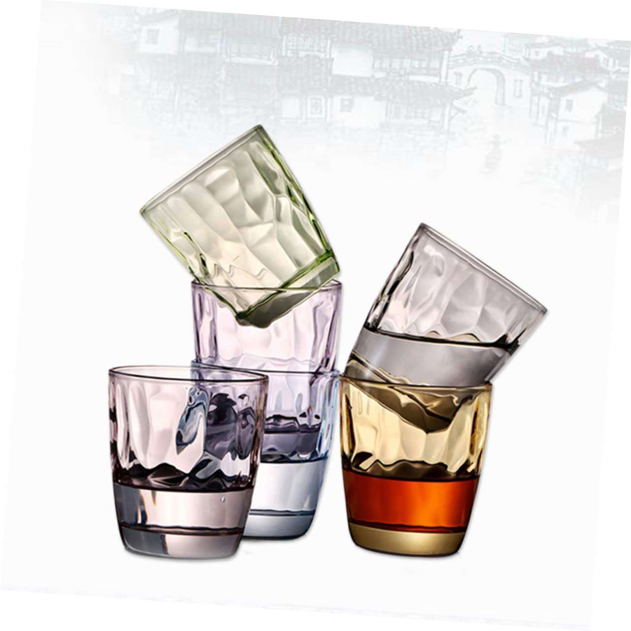 HOLIDYOYO 310ml Colored Diamond Acrylic Wine Cups Alternative Bulk Set No Plastic Taste 5