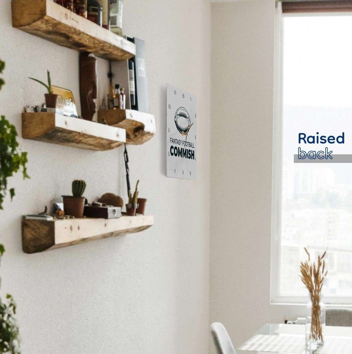 3dRose Wall Clock Silent - 15 inch - Minimalist Fantasy Football Commish Merch Rosette - American Football 5