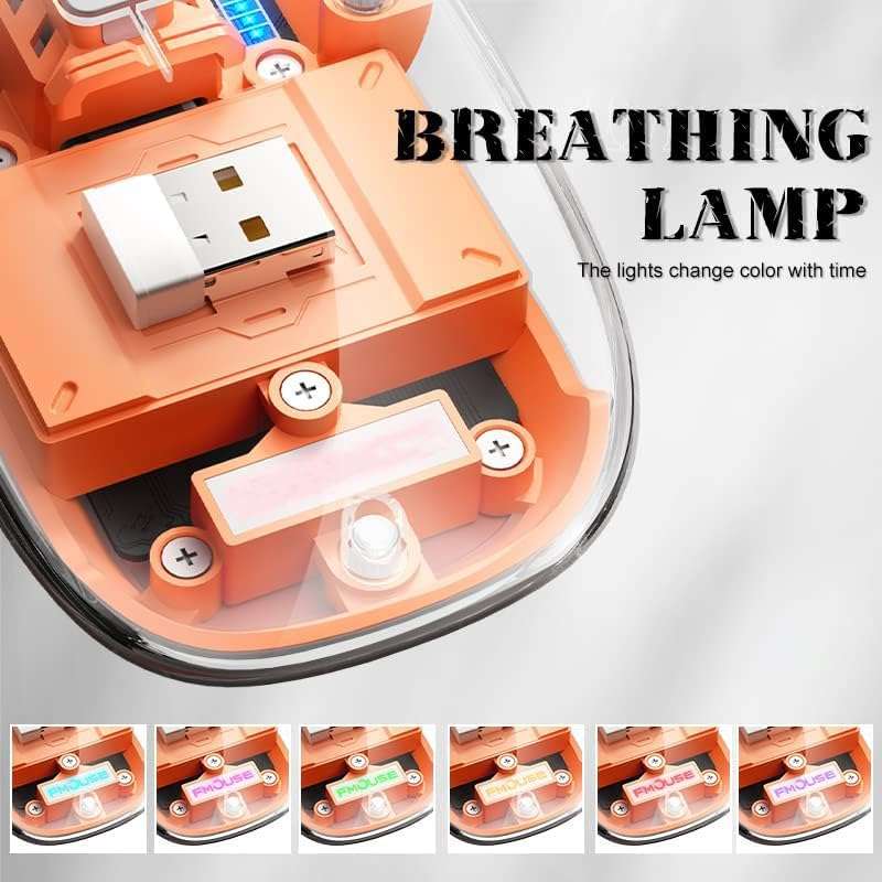 MICROWARE Bluetooth Wireless Mouse Tri-Mode (BT5.1+BT5.1+2.4GHz) USB C Rechargeable Transparent Computer Mouse Silent with USB Receiver 4