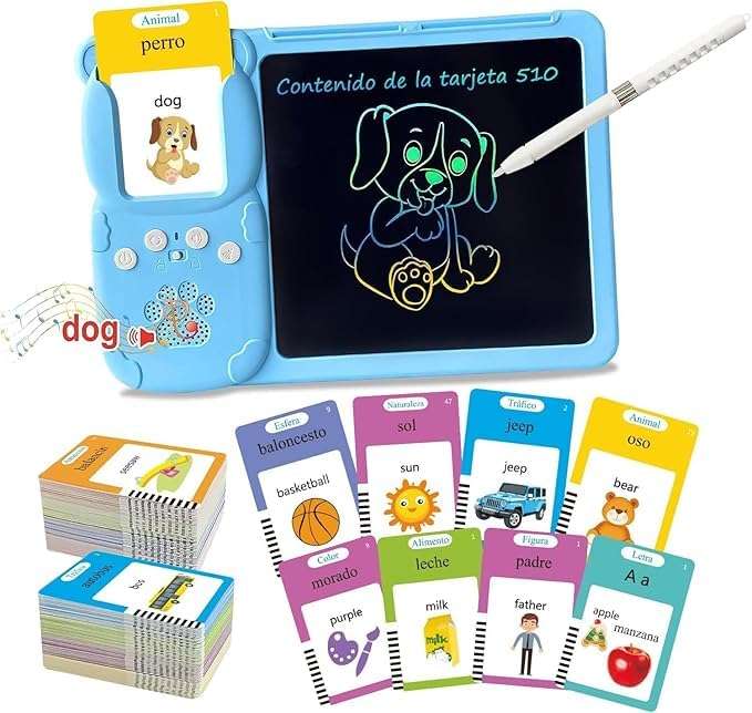 SIGNY Writing Tablet with Talking Flash Cards, Bilingual Spanish and English Reading, 51 cm, Educational Learning Toy for Kids 1