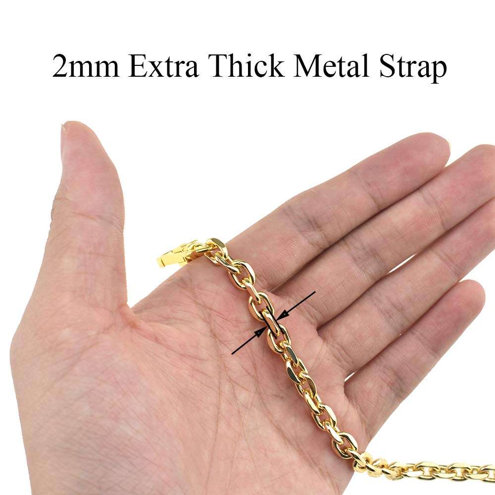HAHIYO Mini Pochette Purse Chain Strap Thin Wide 6mm for LV Length 23.6 inches Thick 2mm Shiny Yellow Gold for Shoulder Cross Body Sling Handbag Wallet Clutch Comfortable Flat Metal Strap 1 Pack 4
