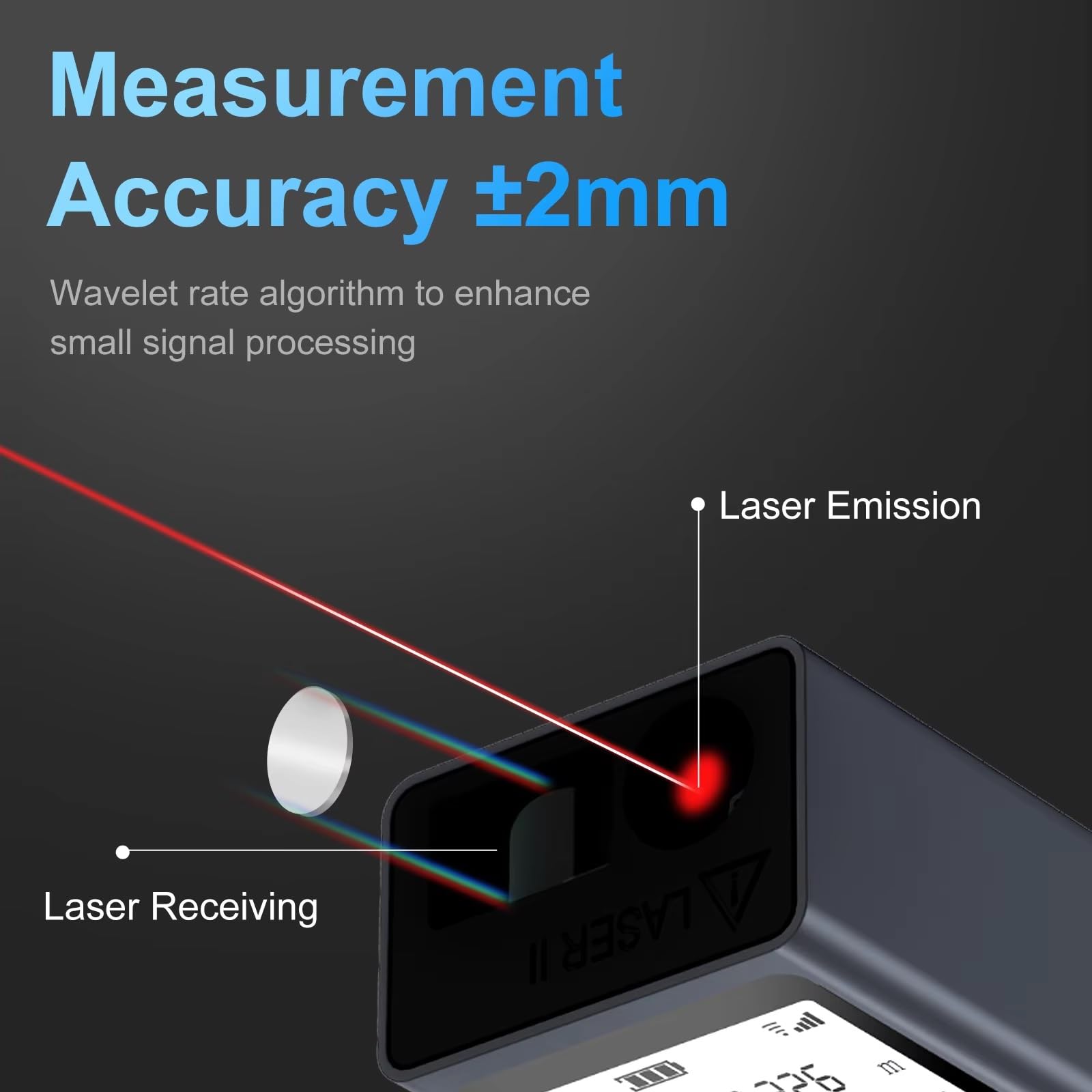 Rangefinder Laser Distance Measuring Device | 98ft Range | Digital Range Finder USB Rechargeable | ±0.078mm Accuracy, HD Backlit Portable Laser Tape | Handheld Smart Measure Device m/in/ft (30M/98ft) 5