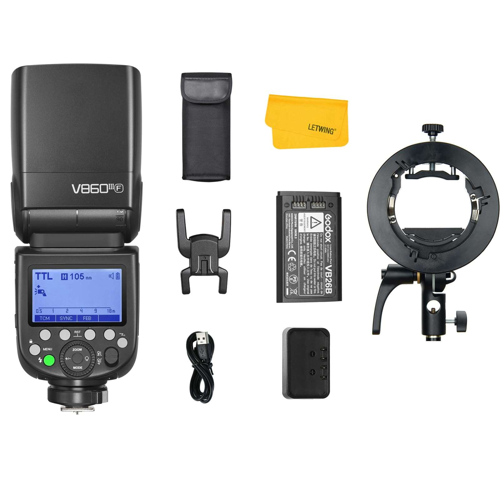 Godox V860III-F Flash for Fujifilm Fuji Camera, 2.4G Wireless Speedlite TTL 1/8000s HSS Camera Flash Speedlight with Godox S2 Flash Bracket, 7.2V/2600mAh Li-ion Battery,Compatible for Fujifilm Camera 1