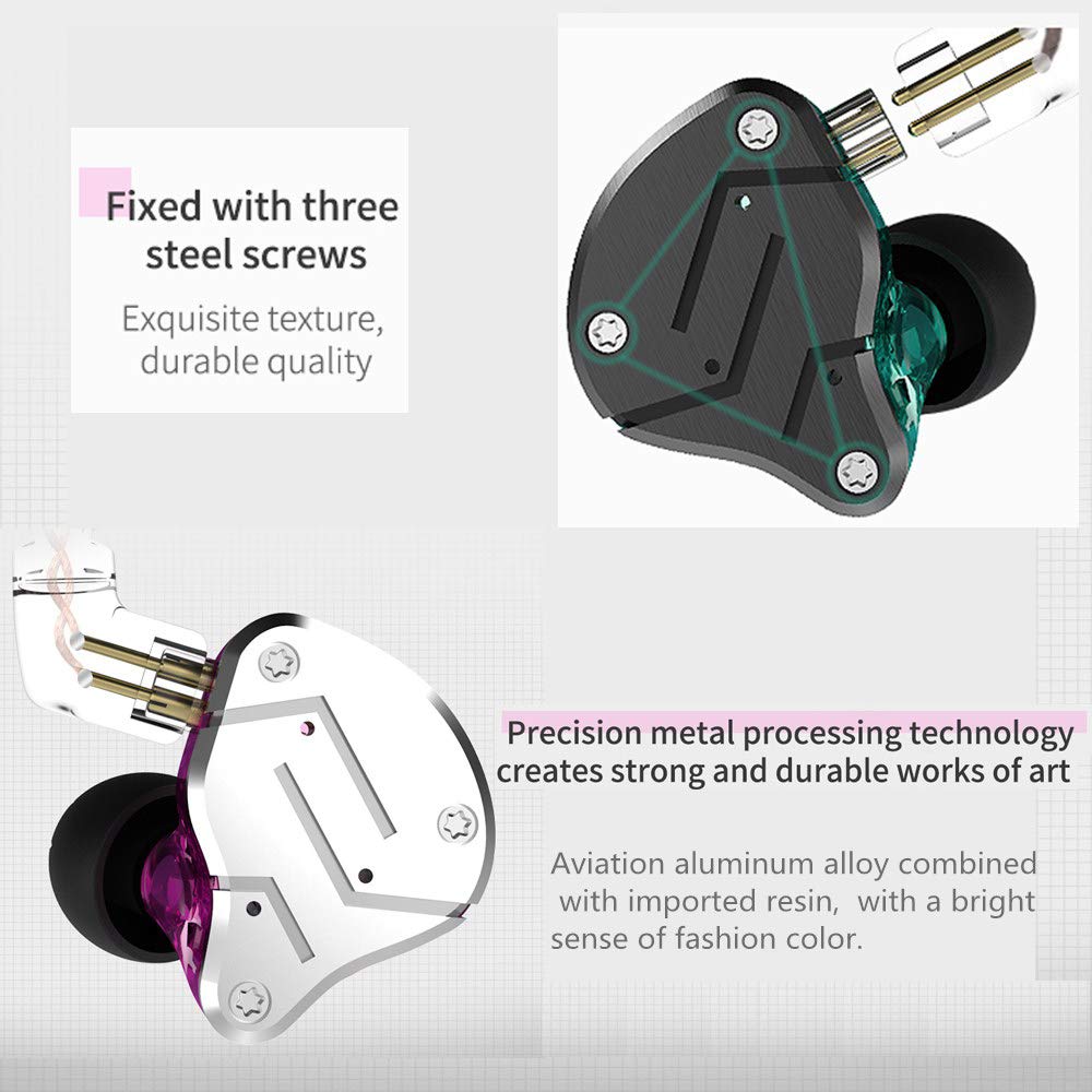 KINBOOFI KZ ZSN Earphone 1BA 1DD, High Fidelity in Ear Earbuds High Resolution in Ear Monitor 0.75mm 2 pin Cable, Noise Cancelling Headphone (Cyan Mic) 5
