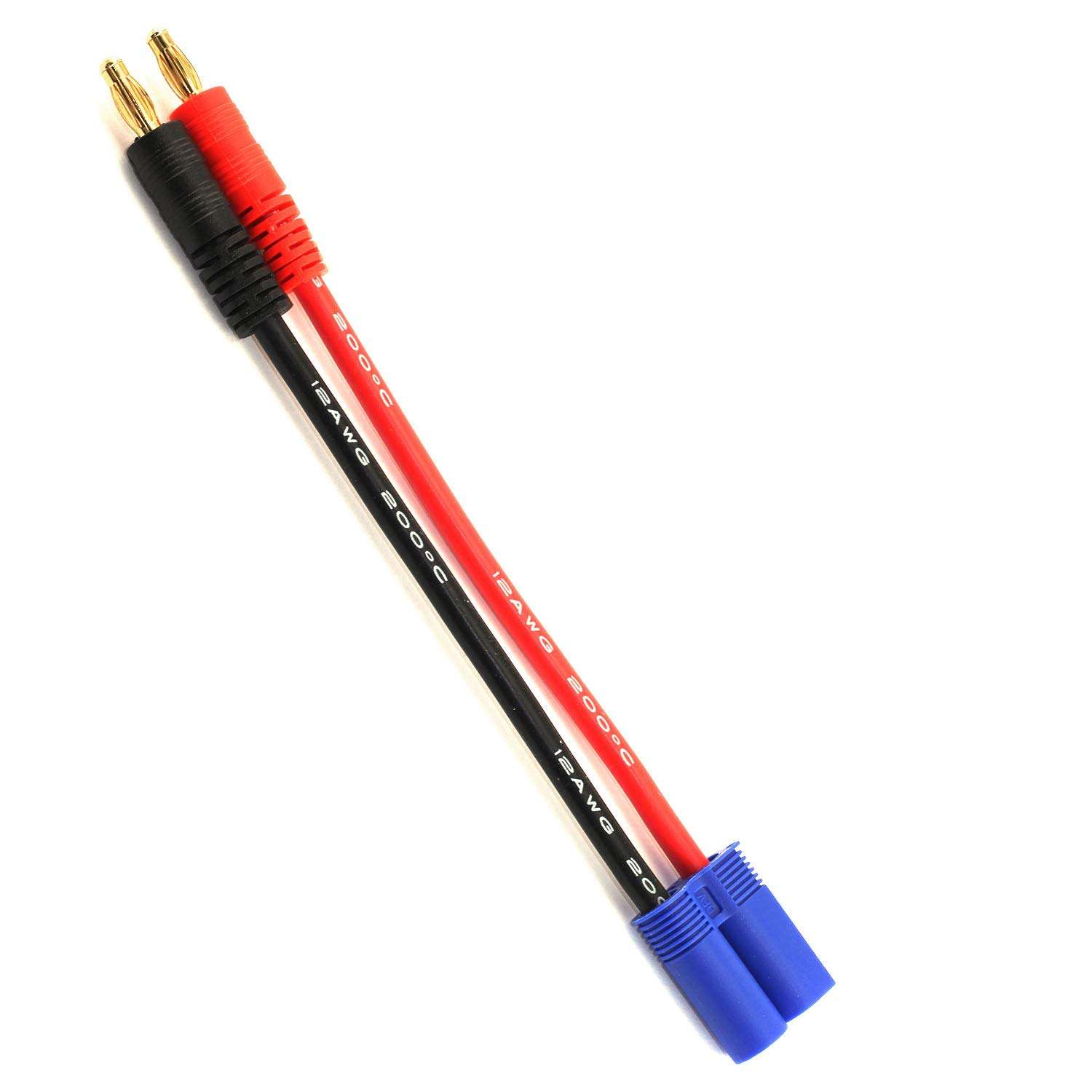 DGZZI 2pcs EC5 Male Connector to 4.0mm Banana Male Plug Lipo Battery Balance Charging Cable 12 AWG Silicone Wire Charger Cable Adapter for RC Helicopter Vehicle Toys 100mm 4