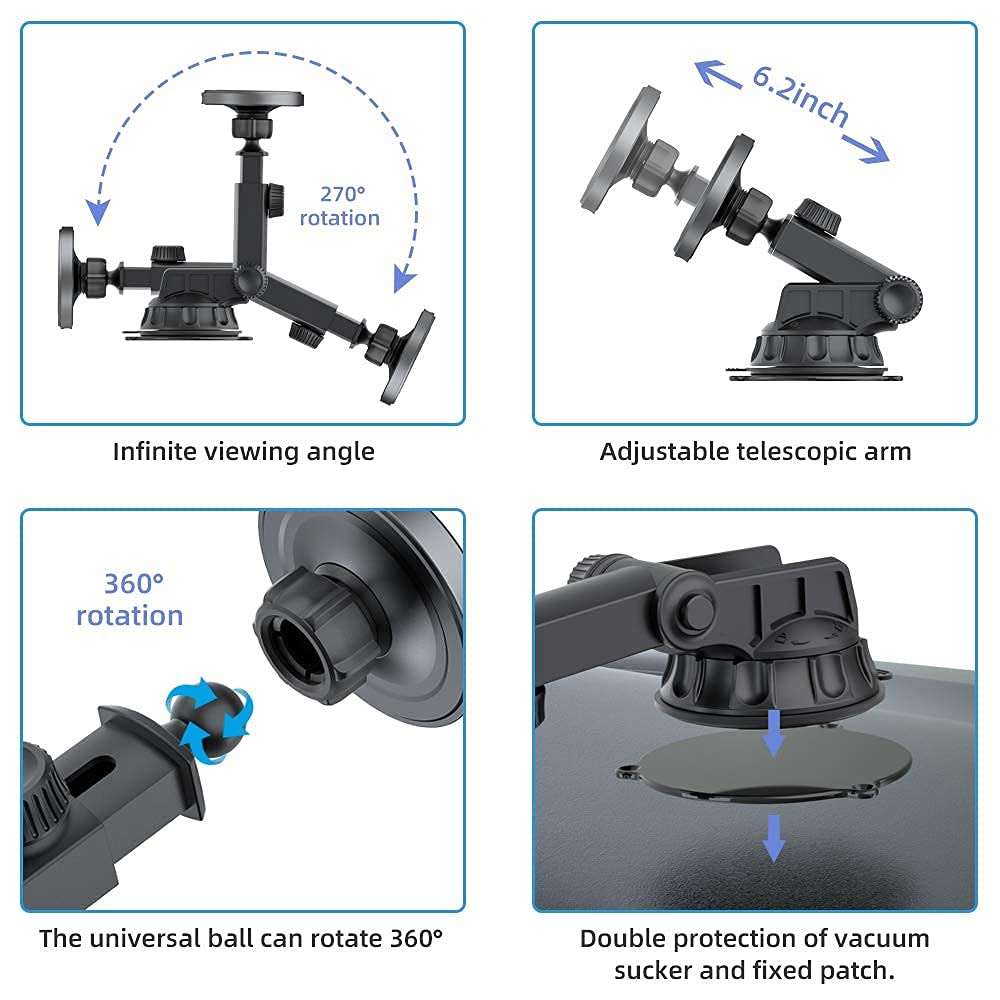 Magnetic Wireless Car Charger for iPhone 13/13 Pro/ 13 Pro Max/ 13 Mini/iPhone 12/12 Pro/ 12 Pro Max/12 Mini,MagSafe Case 15W Fast Charging, Car Windshield Dashboard Air Vent Car Phone Holder 4